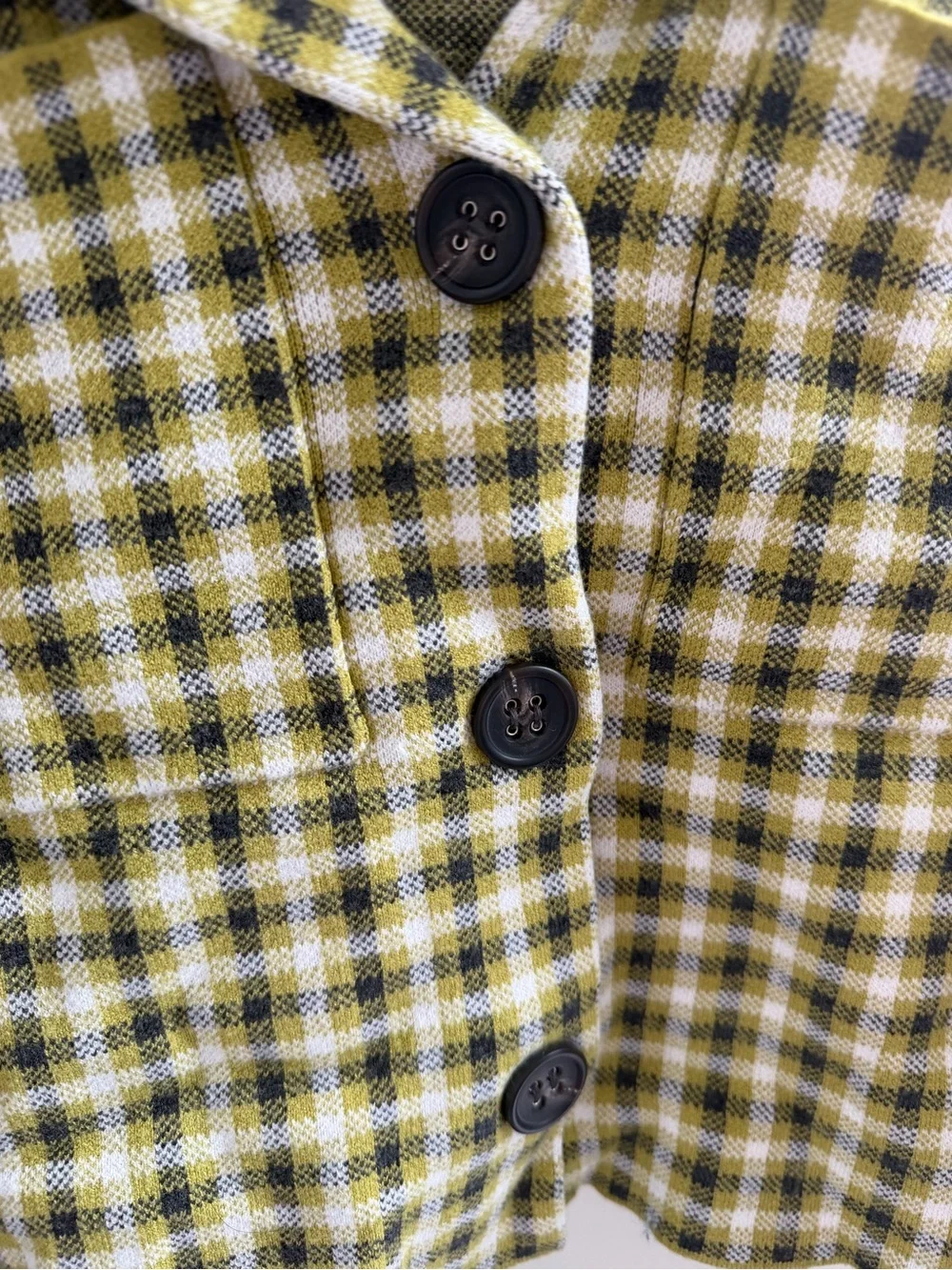 RACHEL Rachel Roy Yellow, Black & White Plaid Knit Cardigan